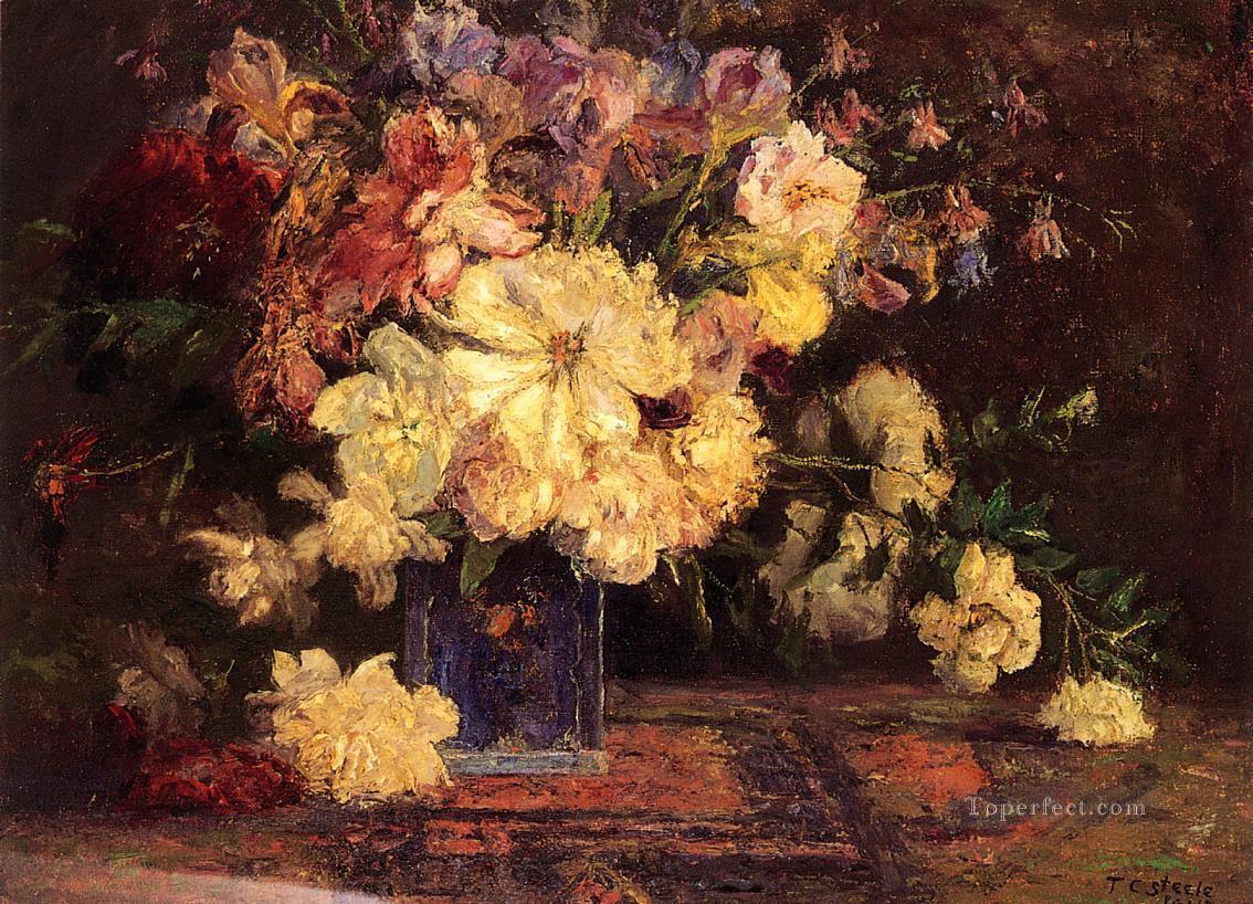 Naturaleza muerta con peonías Flor impresionista Theodore Clement Steele Pintura al óleo